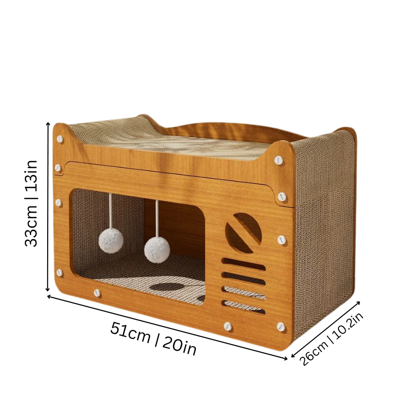 Durable multi-level cat scratcher house & cat bed for feline comfort and active play. Premium pet furniture.
