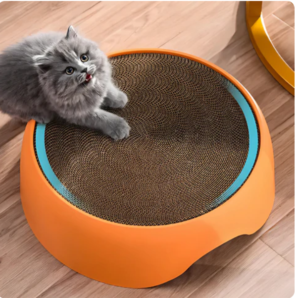 Durable feline furniture: a comfortable cat bed with integrated scratching post, perfect for active cats.