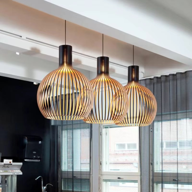 Natura Orb wooden pendant lamp with organic design, perfect for cozy interior decor & natural home lighting.