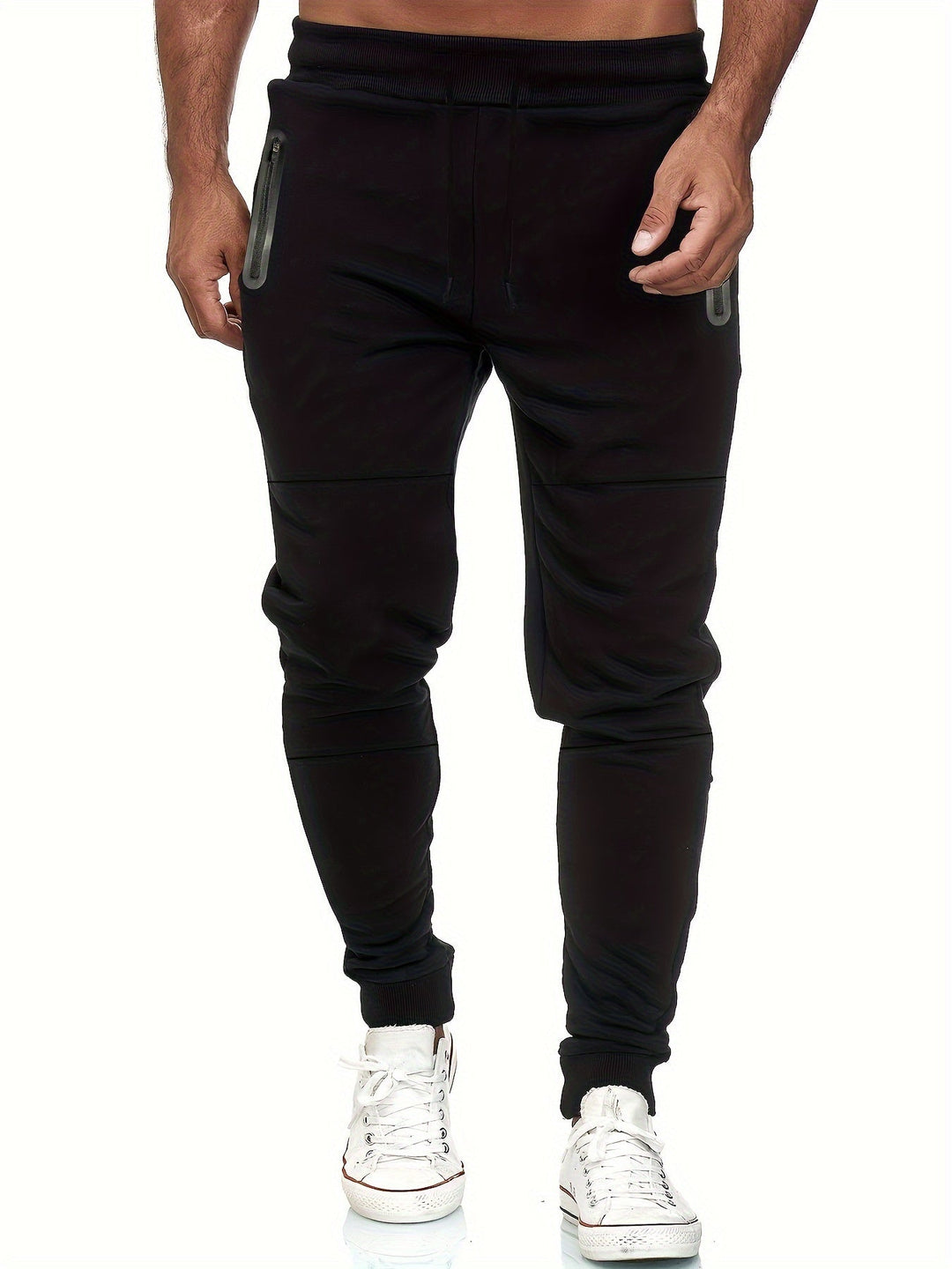 Light gray slim fit men's joggers, an athletic and comfortable new addition for activewear.