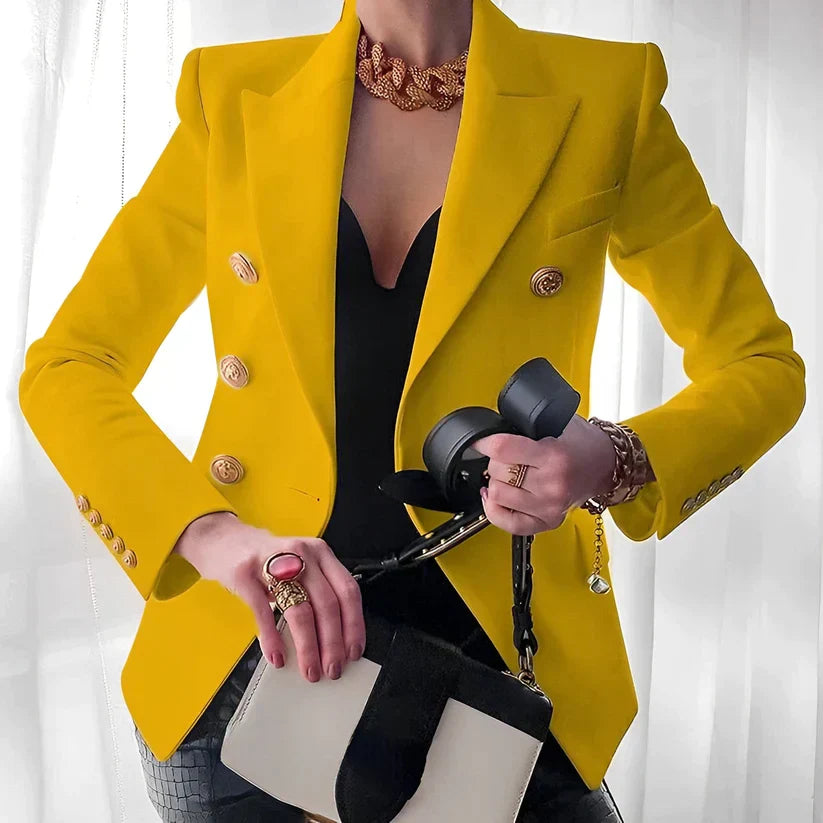 Tailored fit women's jacket in a polyester blend, offering a chic look for business casual.