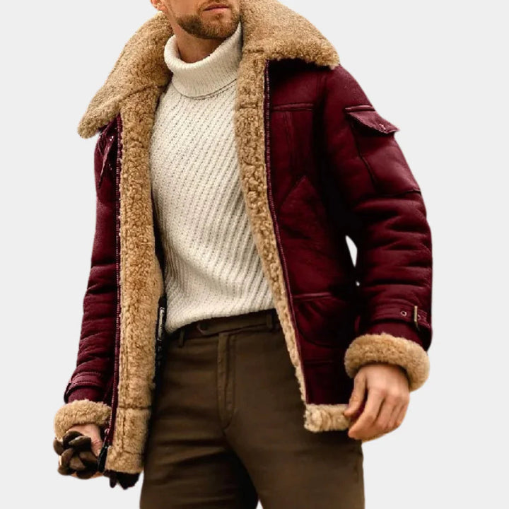 Warm men's aviator jacket, black, insulated, perfect for extreme cold weather outerwear.