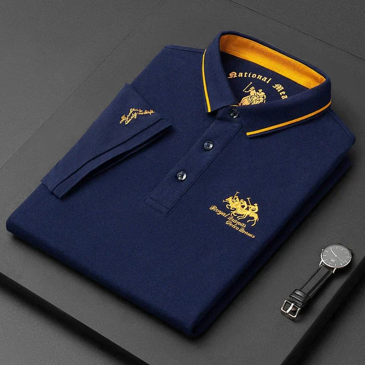 Men's new collared classic cotton blend polo shirt, a versatile short sleeve casual top