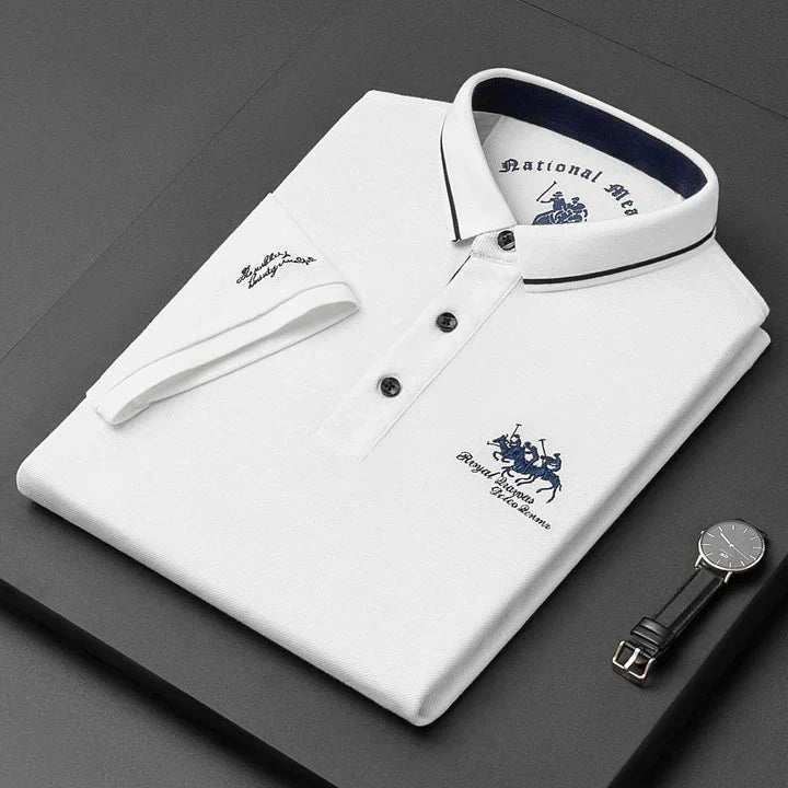 New men's fashion collared polo shirt, short sleeve, cotton blend for summer, casual top