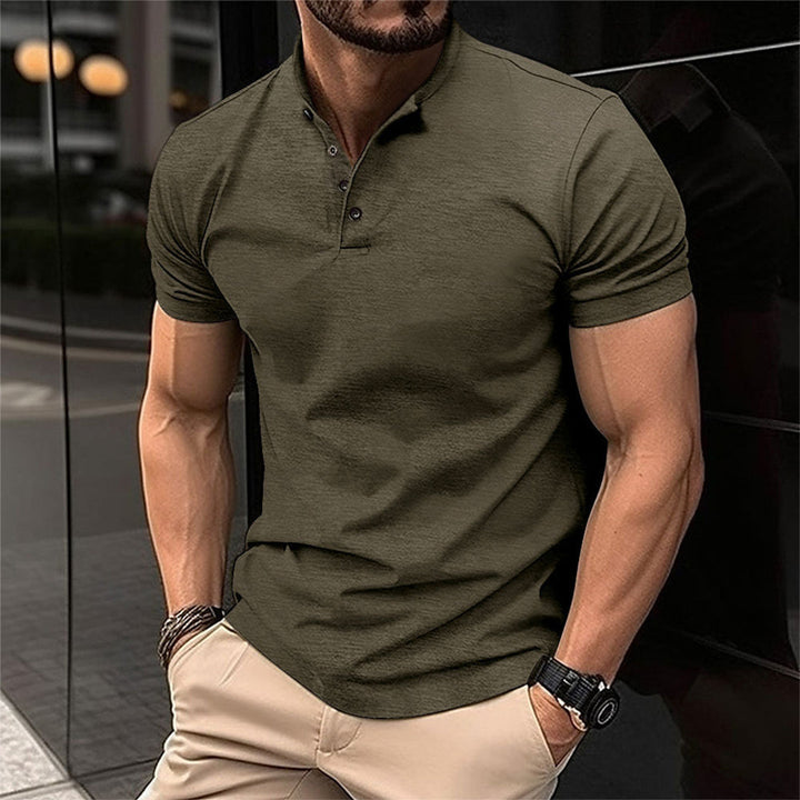 Stylish new men's casual polo shirt, tailored for a sharp look, suitable for warm weather.
