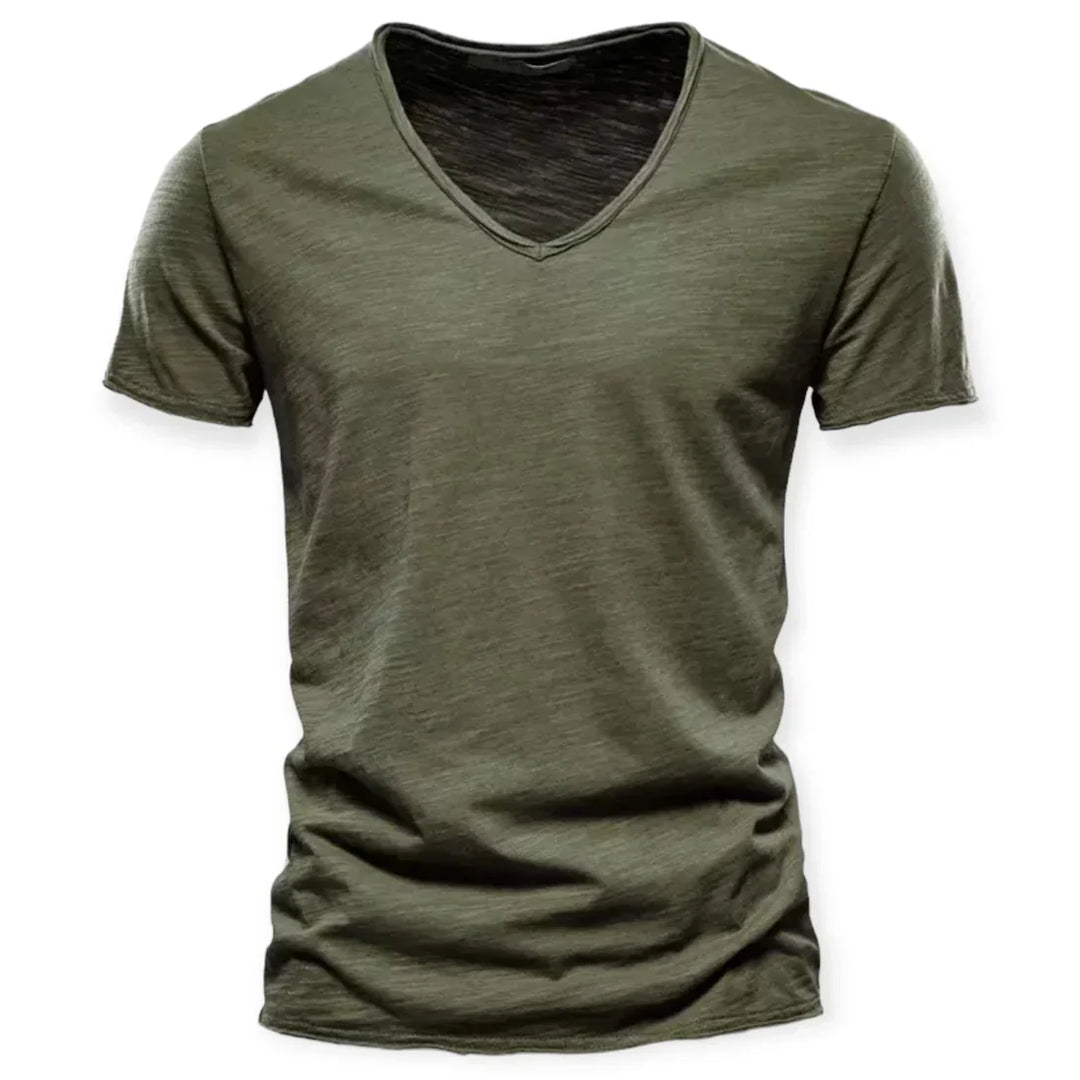 Stylish men's classic V-neck t-shirt, an essential cotton tee for everyday fashion