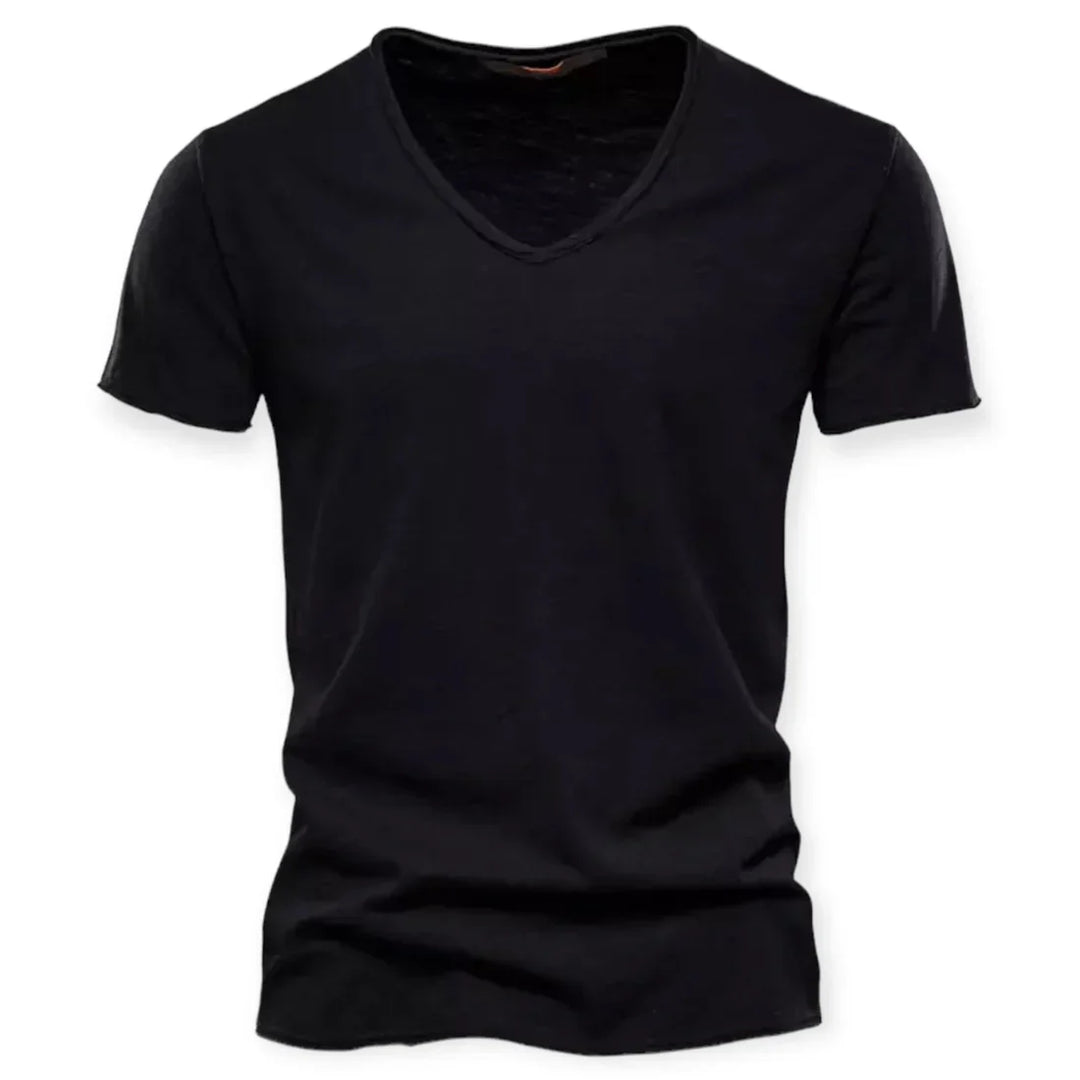 Comfort fit men's V-neck t-shirt, a soft cotton tee for stylish everyday and casual fashion