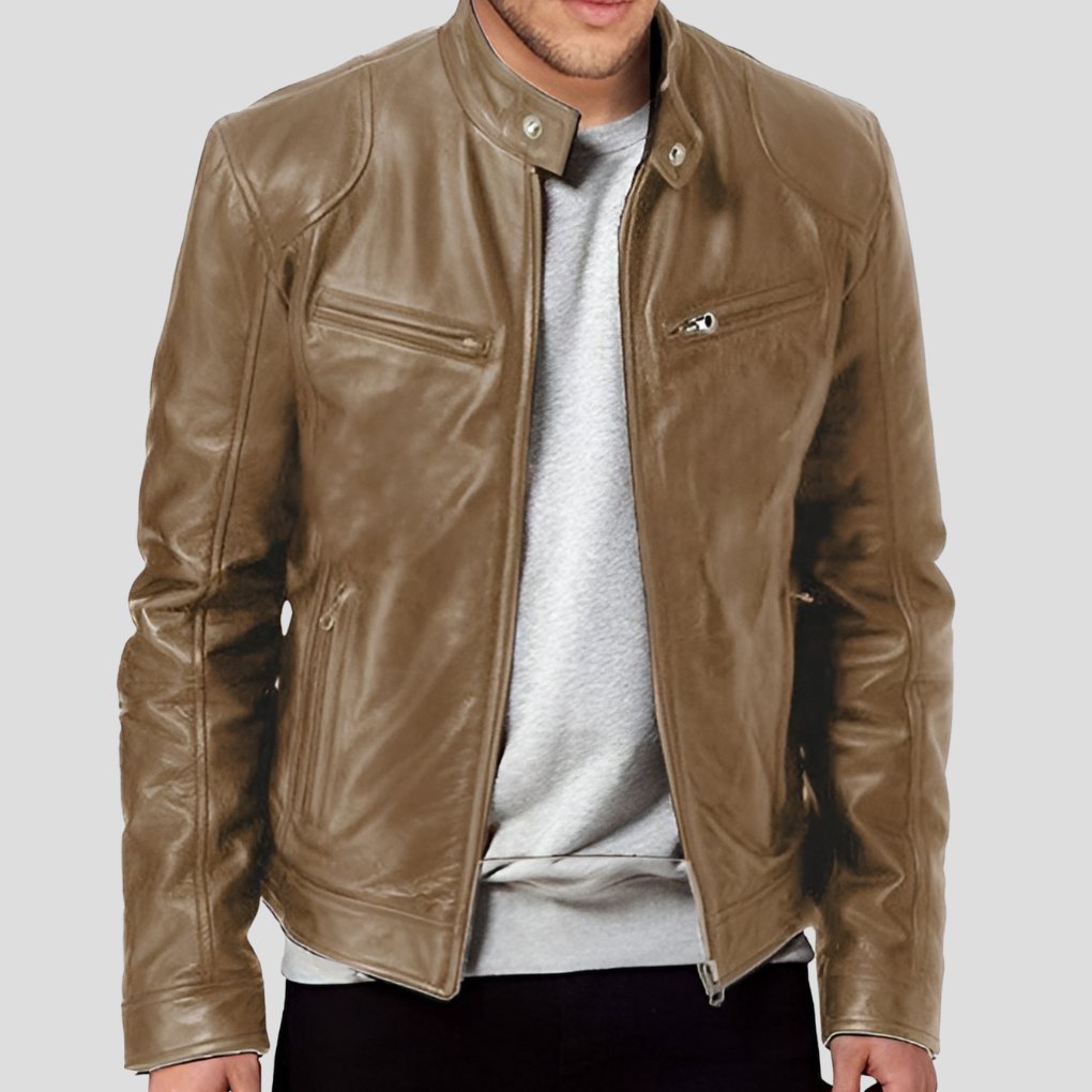 Stylish new men's faux leather jacket, black, perfect for casual spring & autumn fashion