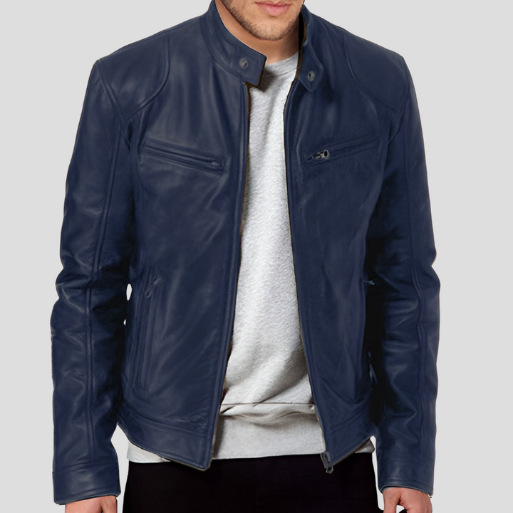 Black men's faux leather biker jacket, a new classic outerwear piece for modern casual wear