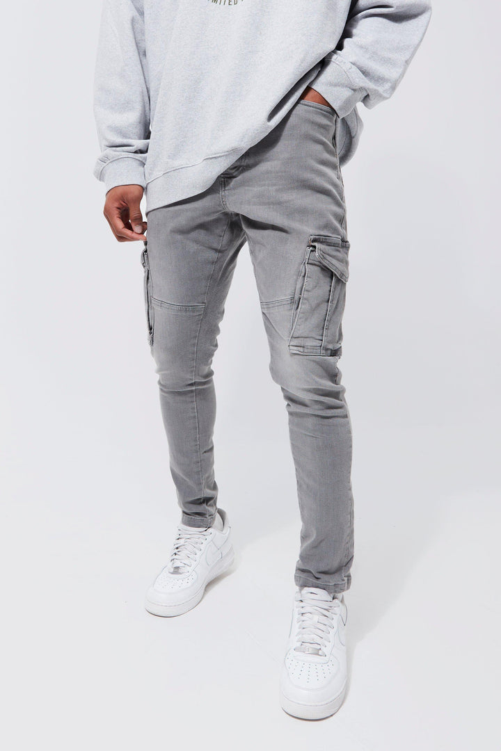 New men's premium stretch slim fit jeans in dark wash, perfect for casual wear. Comfortable cotton blend denim.