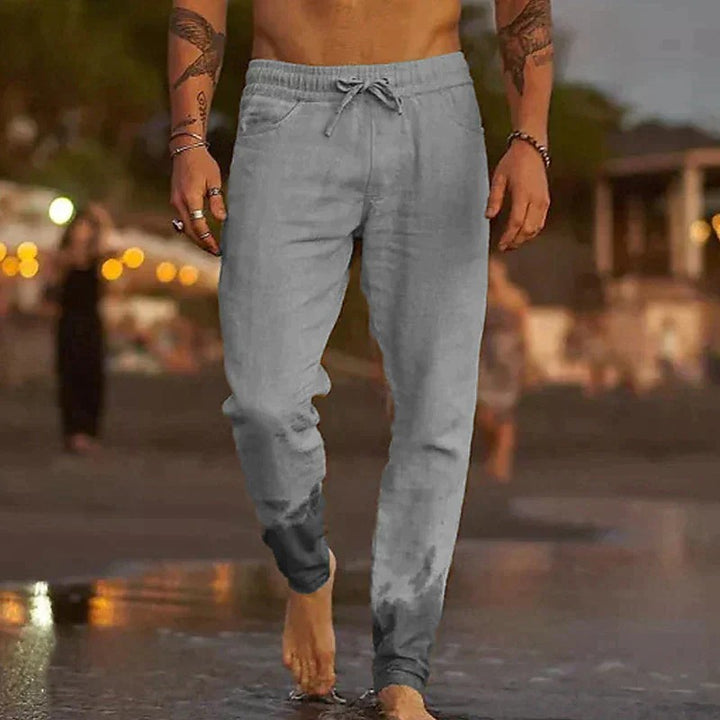 Breathable men's linen pants, ideal for beach wear and comfortable summer fashion