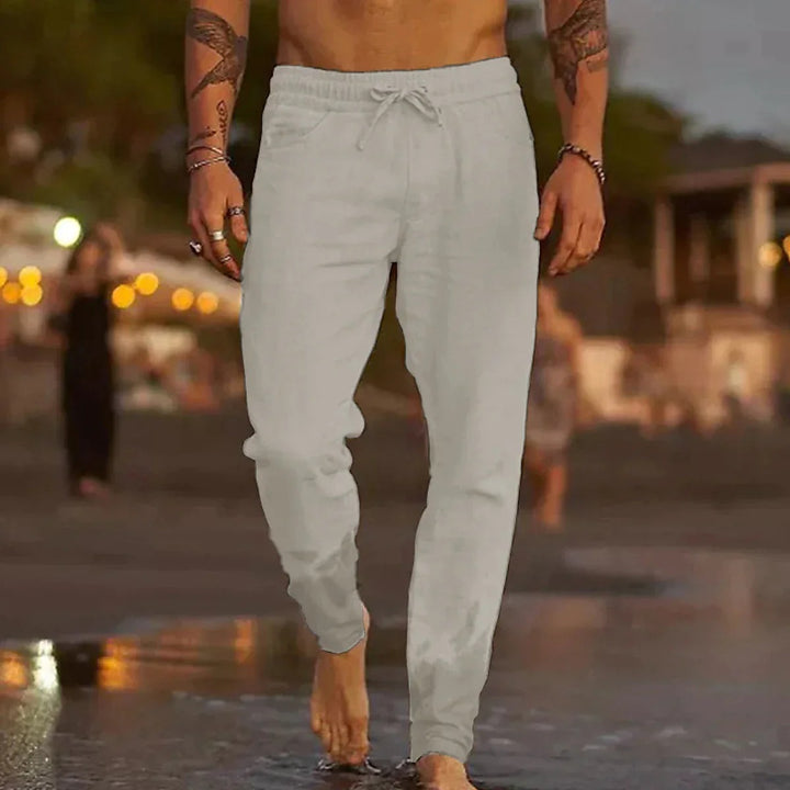 Men's new relaxed fit linen pants, a versatile addition to any casual wardrobe