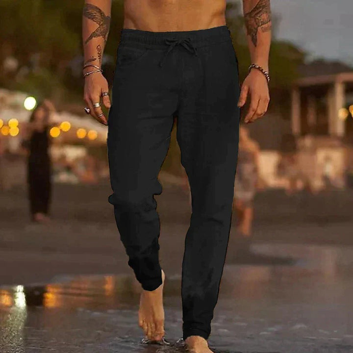 Stylish men's summer fashion: relaxed fit linen pants in a light, comfortable fabric