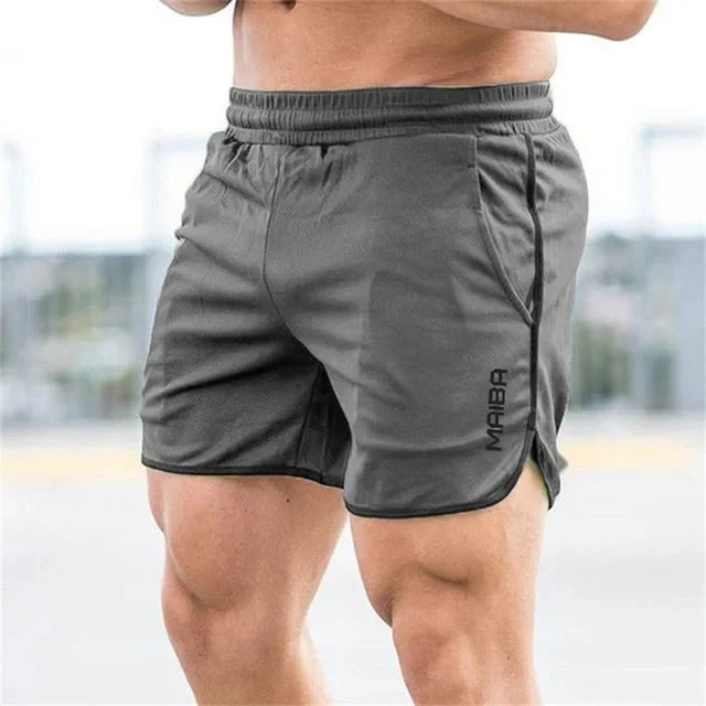 Close-up of fabric texture on quick dry men's swim trunks, perfect for beach and athletic use.