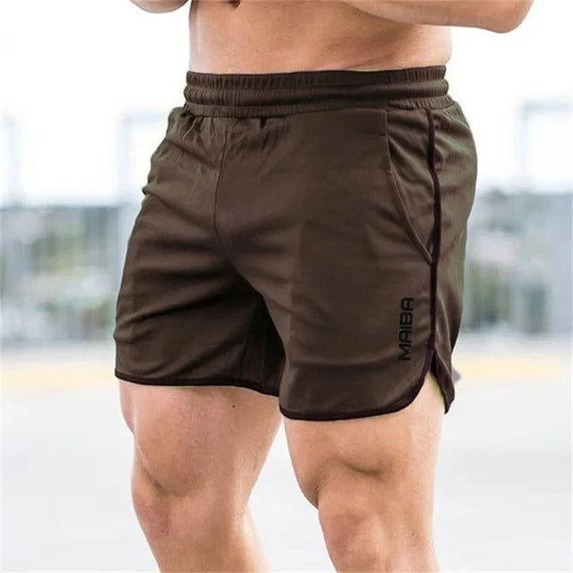 Model wearing new men's slim-fit quick dry swim trunks poolside, highlighting summer fashion.