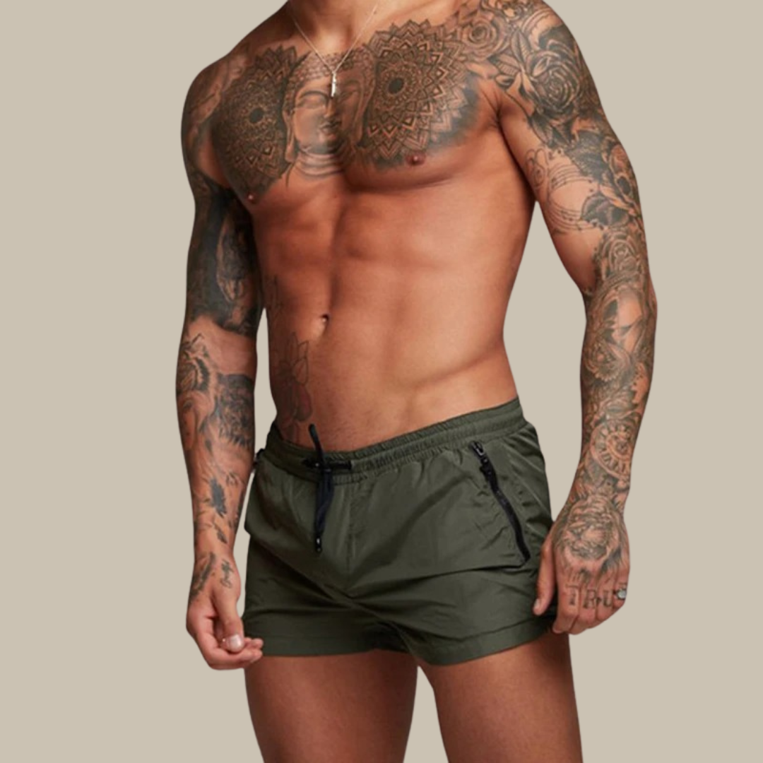 New arrival! Men's stretchy quick-dry swim shorts in multi-color, essential pool and beach fashion.