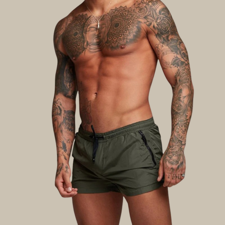New arrival! Men's stretchy quick-dry swim shorts in multi-color, essential pool and beach fashion.