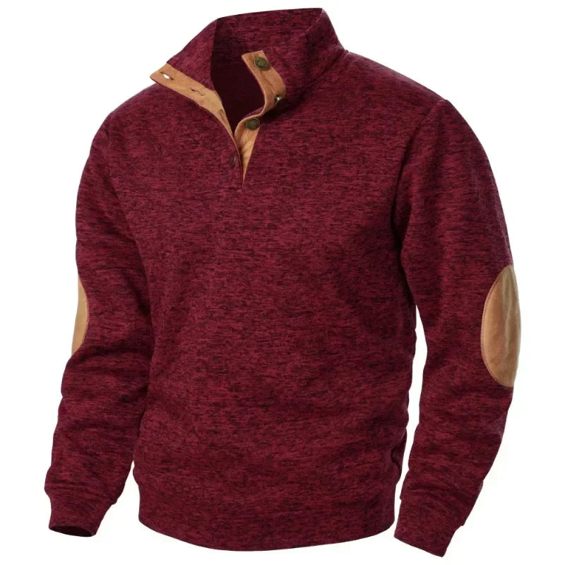 New men's V-neck cotton blend casual sweatshirt, perfect for comfortable autumn wear.