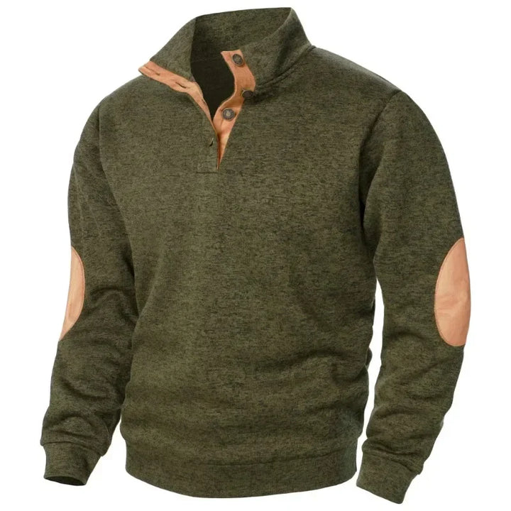 Side profile of men's stretch fabric V-neck sweatshirt, comfortable and stylish.