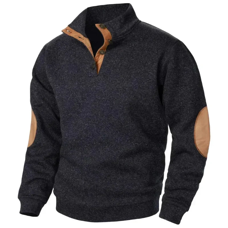 Men's V-neck athletic style sweatshirt, comfortable stretch fabric for autumn wear.