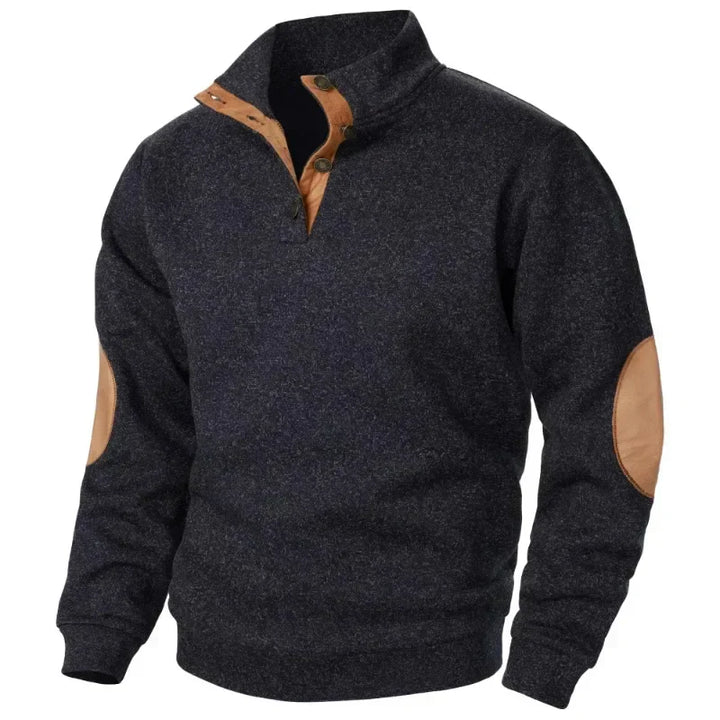 Men's V-neck athletic style sweatshirt, comfortable stretch fabric for autumn wear.
