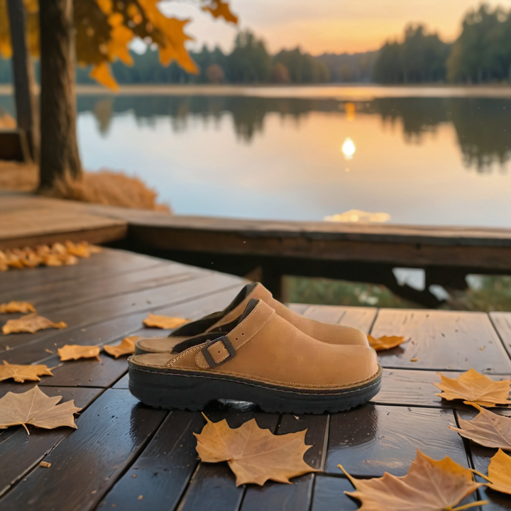 New Unisex Leather Comfort Clogs, slip-on, orthopedic support, casual work shoes