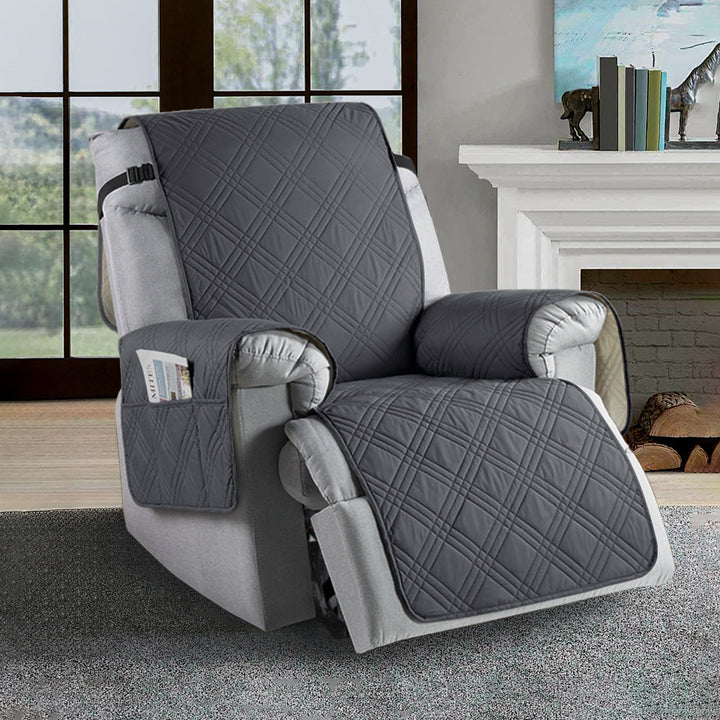 Universal recliner slipcover, water and stain-resistant microfiber fabric, perfect furniture protector for homes.