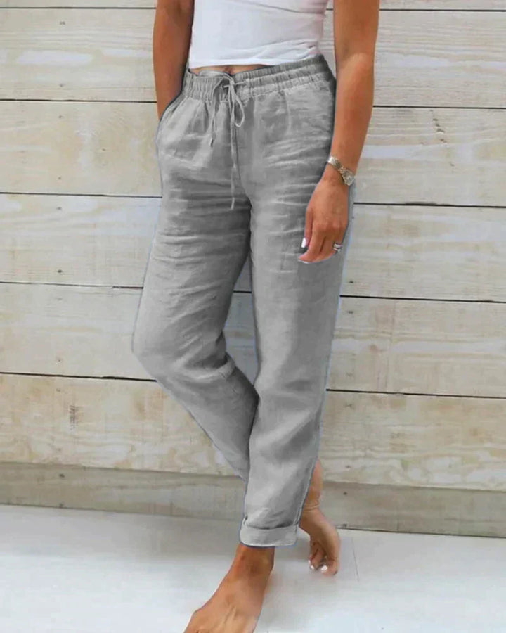 New women's beige linen pants, casual and breathable, perfect for summer fashion