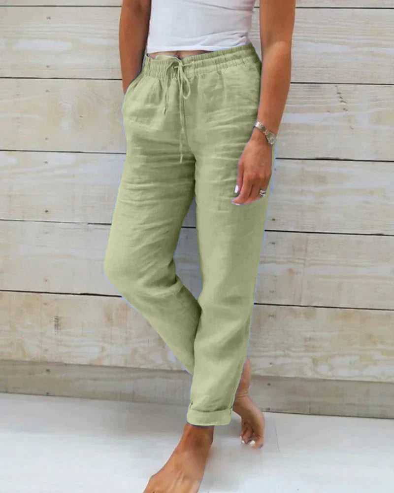 New women's casual linen pants in a breathable fabric, great for everyday wear