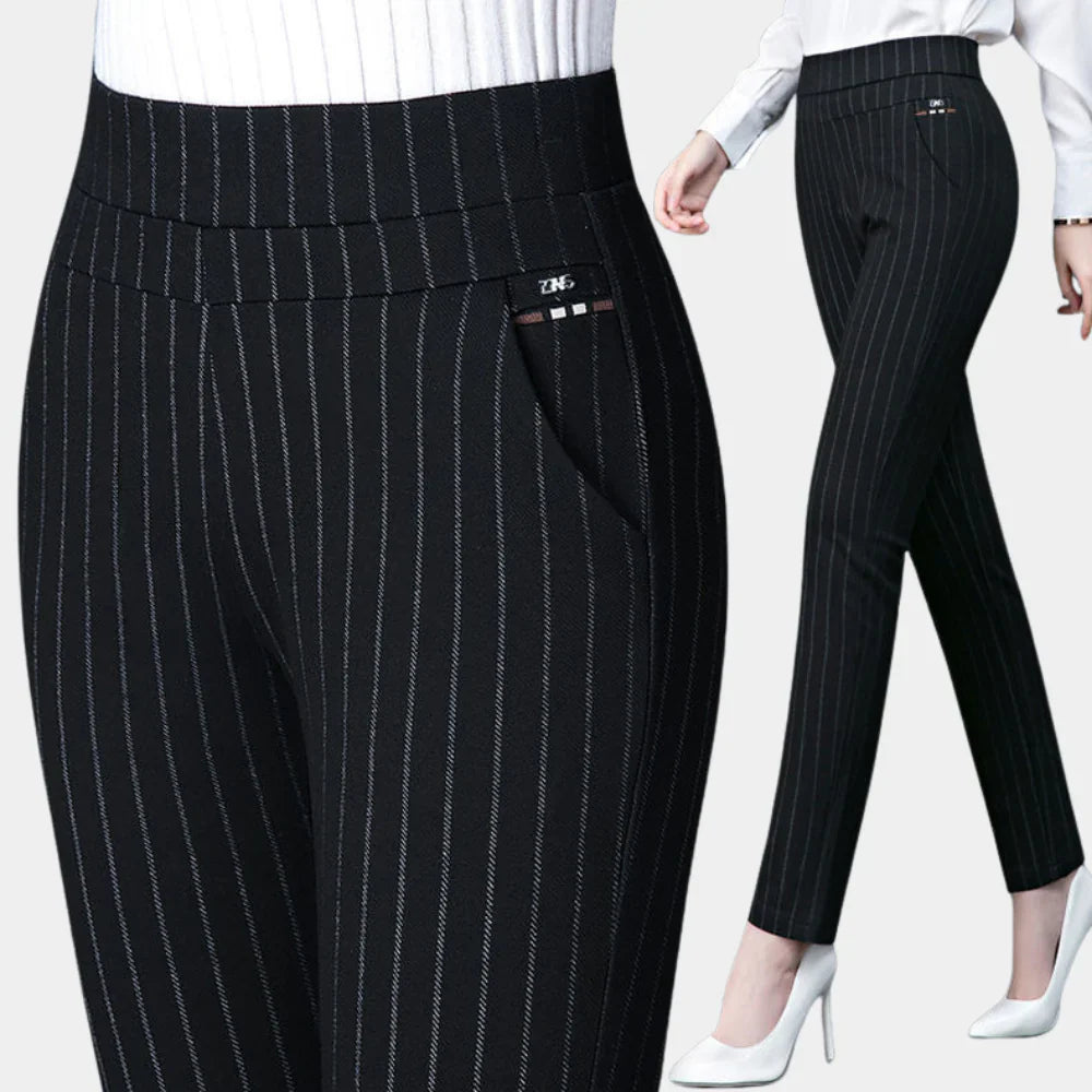 New women's black high-waisted stretch trousers for comfortable casual wear
