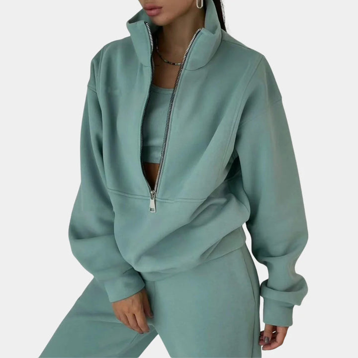 Women's comfortable two-piece loungewear set, a new cotton blend tracksuit style.