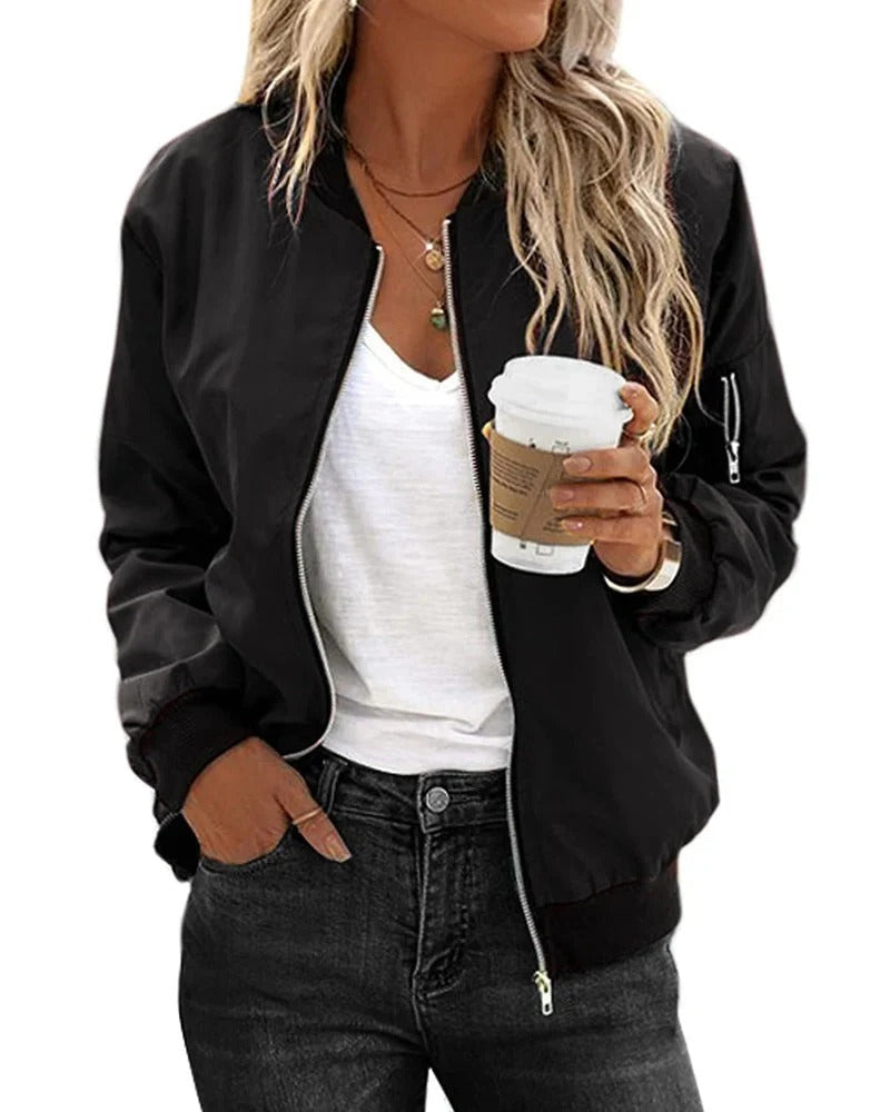 Zip-up women's bomber jacket, a new arrival in outerwear, suitable for everyday fashion