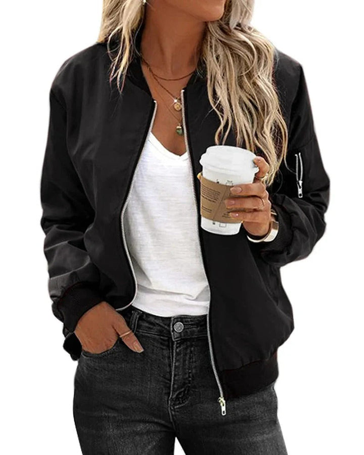 Zip-up women's bomber jacket, a new arrival in outerwear, suitable for everyday fashion