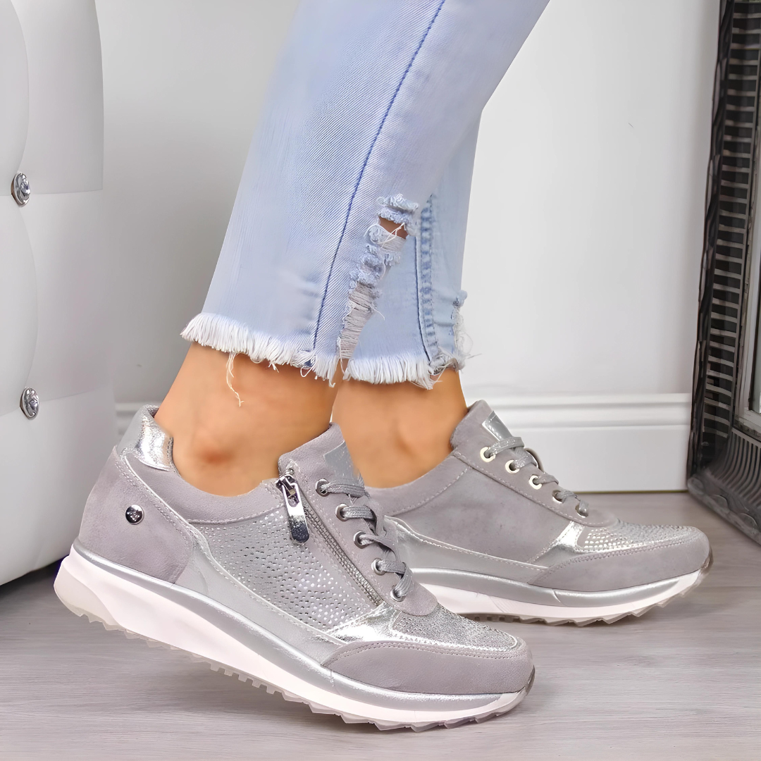 Breathable lace-up orthopedic sneakers for women, offering superior comfort and arch support for activewear