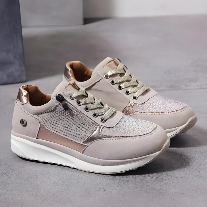 Pair of Women's walking shoes, orthopedic design, featuring a comfortable and supportive fit for daily wear