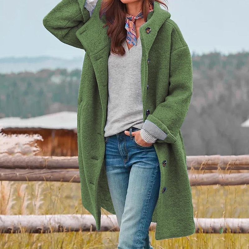 New women's comfortable hooded winter coat in warm polyester, ideal for fall outerwear