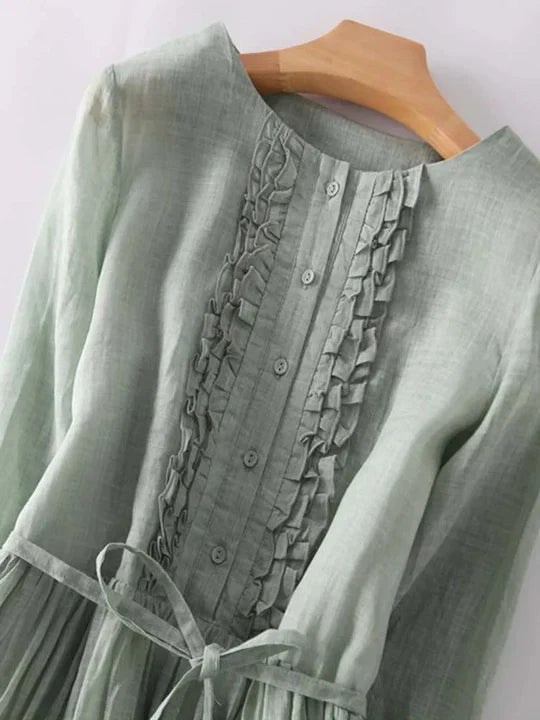 New women's comfortable linen ruffle dress, perfect for summer holidays & beach wear