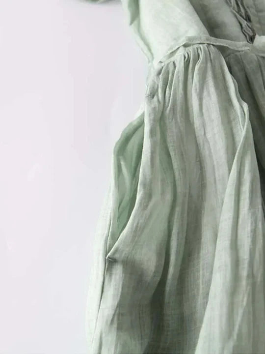 Women's new ruffled linen dress, ideal comfortable holiday wear for any occasion