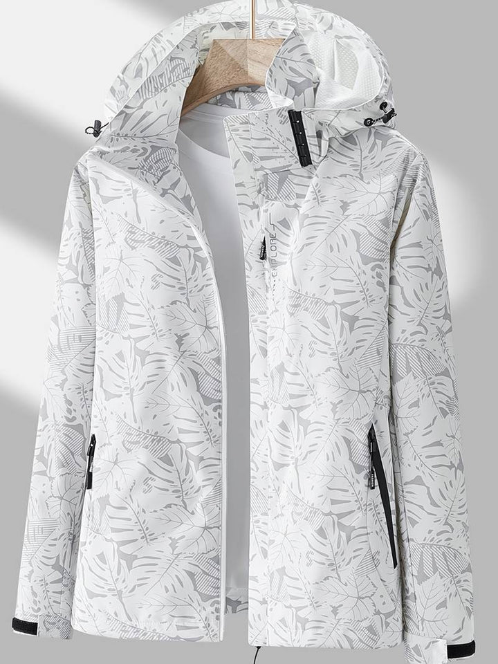 Casual women's wind-resistant polyester jacket with a hood for outdoor activities