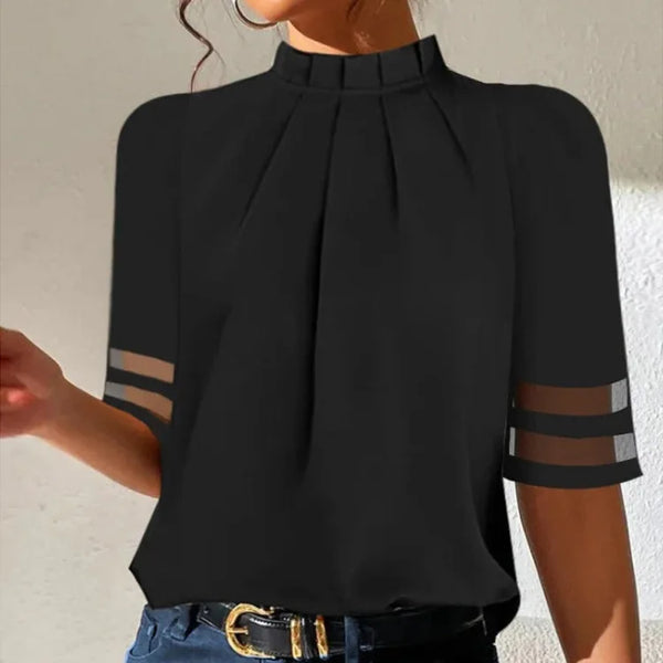 New women's off-shoulder blouse in a flowy polyester blend, perfect for summer casual wear