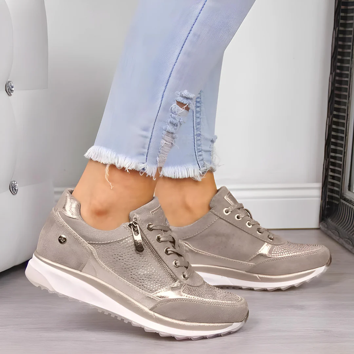 Athletic women's orthopedic shoes with balance support, featuring a breathable mesh design for comfort