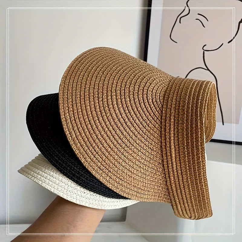 New women's foldable wide-brim sun visor for ultimate sun protection at the beach.