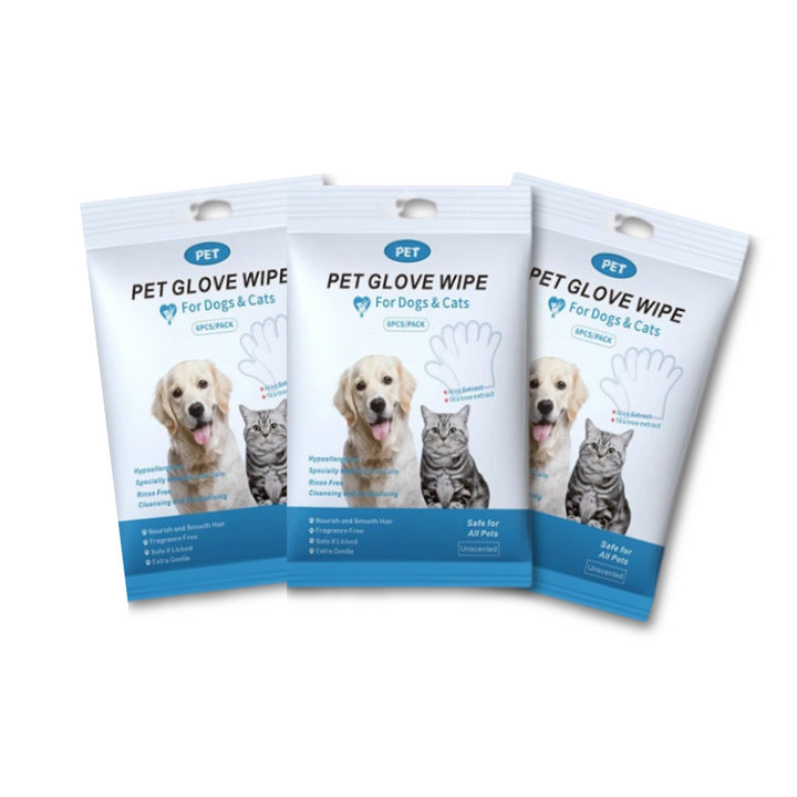 Multi-pet household uses no-rinse deodorizing pet wipes for dog and cat grooming, ensuring freshness.
