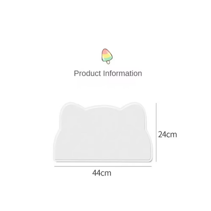 Durable unisex non-slip cat feeding mat, easy to clean, keeps bowls in place.