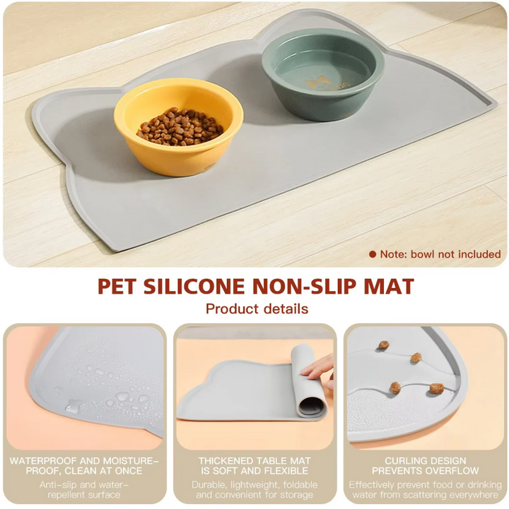Keep floors clean with this non-slip cat bowl mat; easy-clean silicone base for food and water.