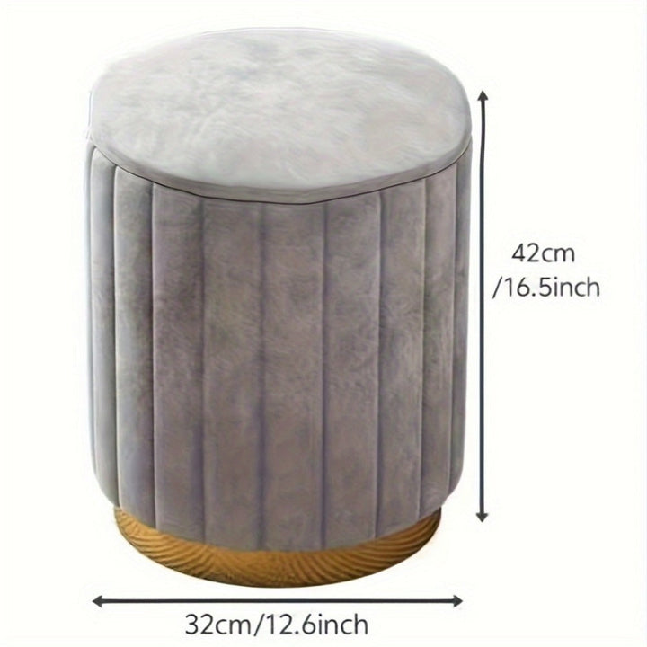 Stylish round storage ottoman with a chic mirror finish. Versatile accent piece for home decor.