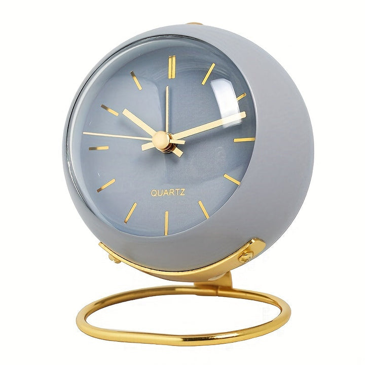 Gift-worthy silent desk clock. Luminous hands, metal frame, modern design for home office or bedside.