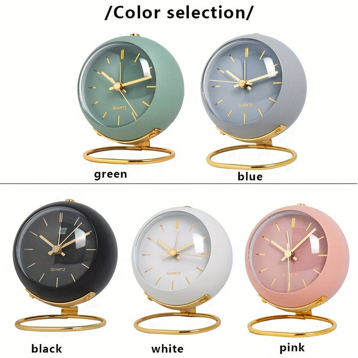 Minimalist silent desk clock featuring luminous hands & durable metal frame. Modern home decor.