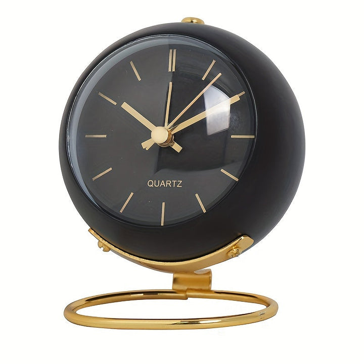 Unisex silent desk clock, Nordic style, with luminous hands and a sturdy metal frame for bedside.