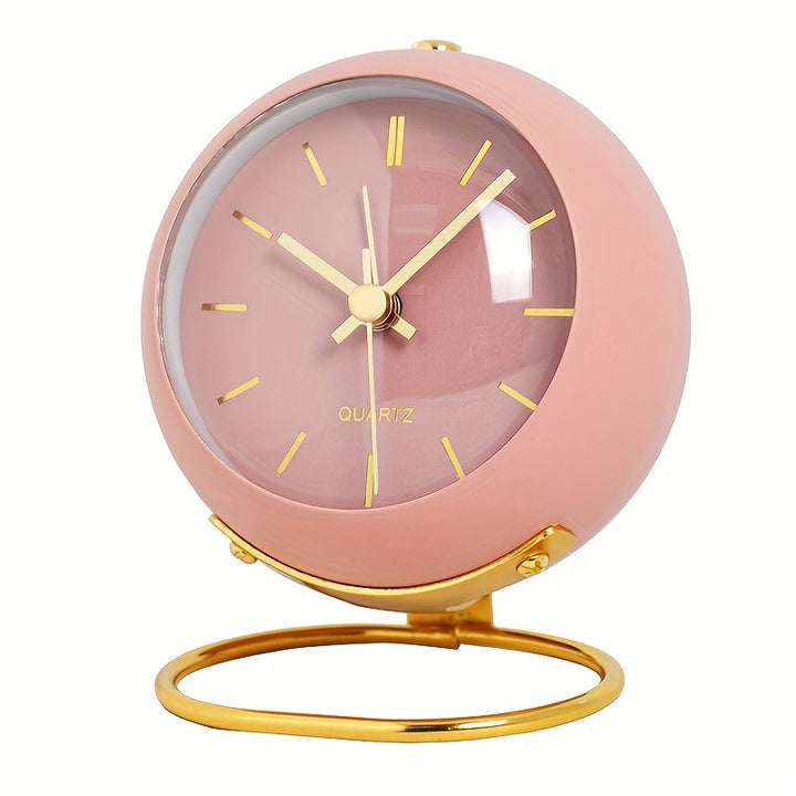 Silent desk clock for office, home. Features bright luminous hands & a contemporary metal frame.